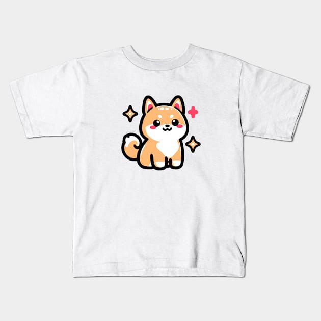 Cute Shiba Inu 01 - Kawaii Sticker | Dog Mom, Dog Dad Kids T-Shirt by PawaPotto